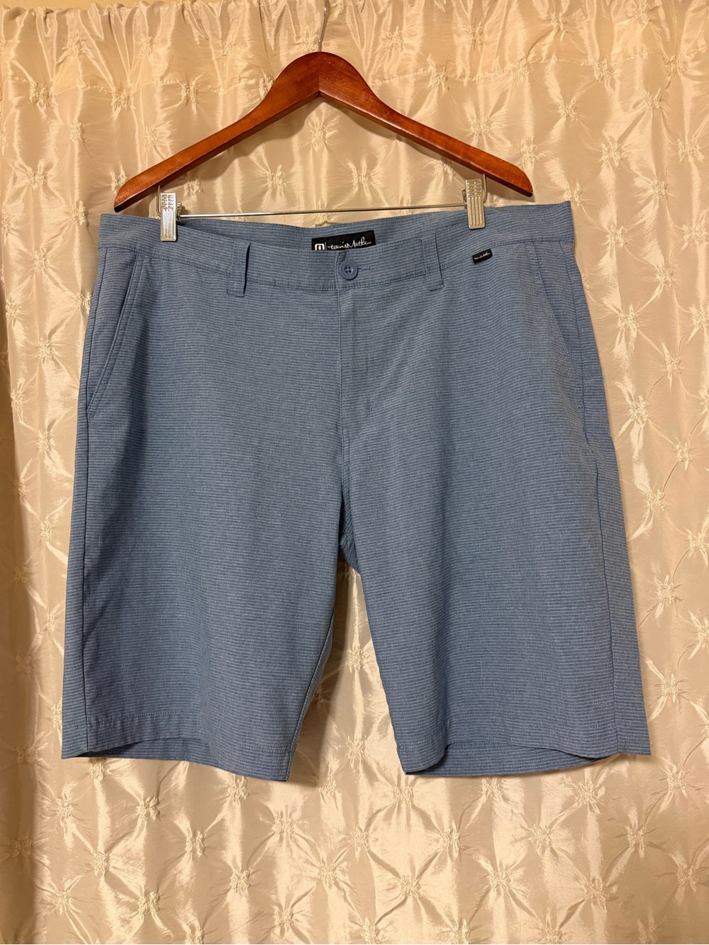 TravisMathew Men’s "Sand Harbor" Performance Golf Shorts Blue Flat-Front